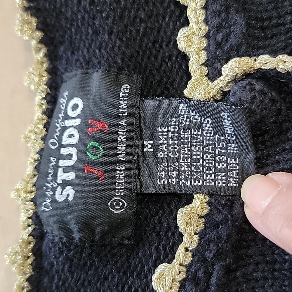 Designers Originals Studio JOY Size M Black Ugly Christmas Sweater w/Ornaments - Picture 11 of 12